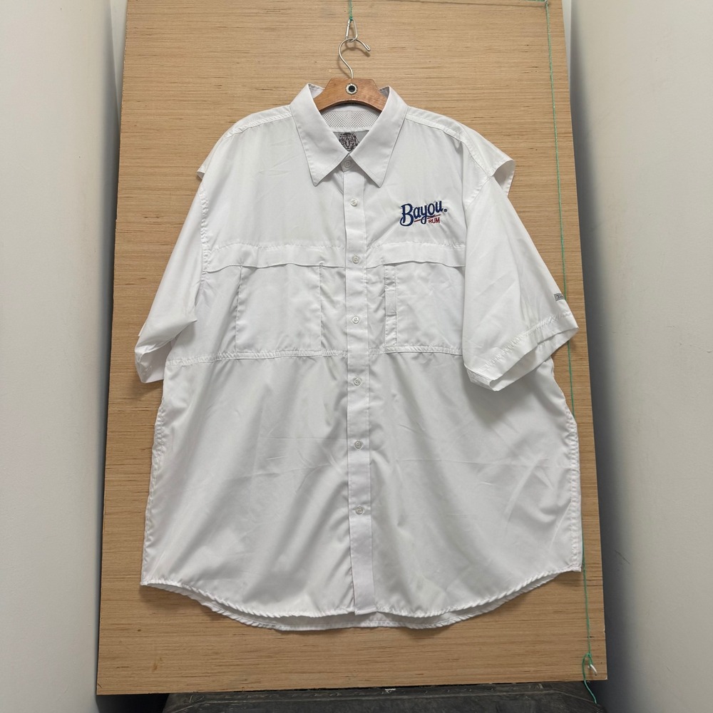Tiger Hill Mens 2XL White Bayou Rum Performance Poplin Fishing Shirt Vented